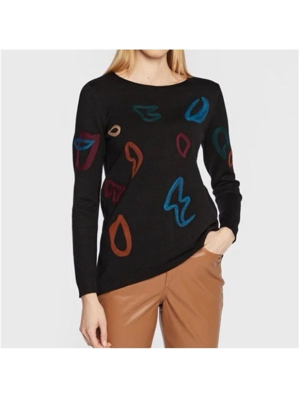 Joseph Ribkoff Knit Detail Top Sweater Size S